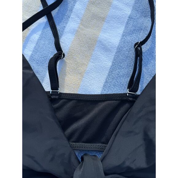 NWT, Zaful 2-Piece Black Bikini Set with Tie-Front Top & Ruched Swim Skirt, Sz M - Picture 9 of 10